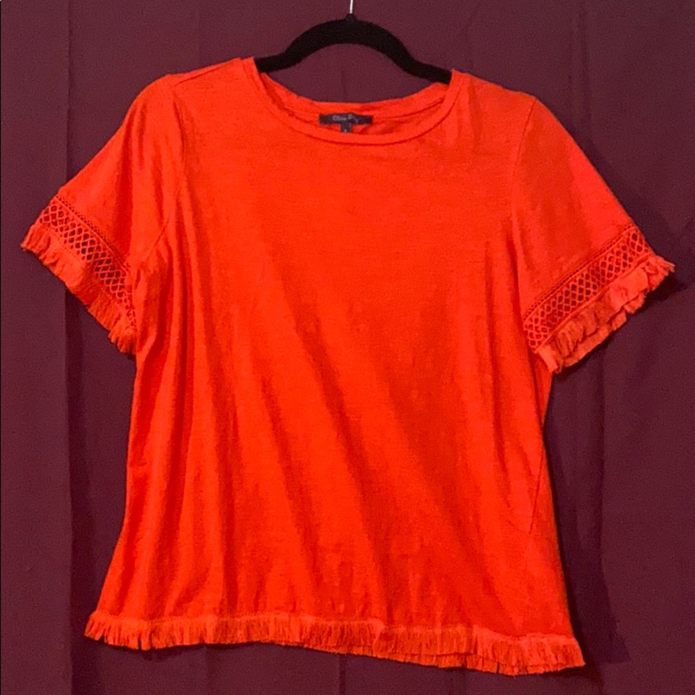 Olivia Sky Women’s Orange T-Shirt w Fray - S